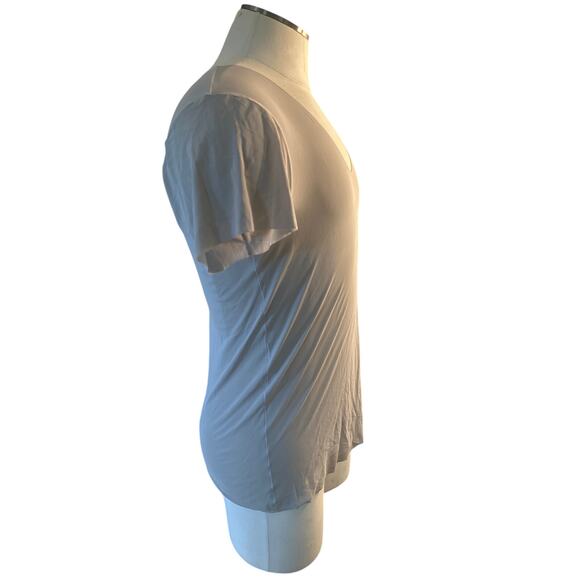 Men S Chest 35-38" Uniqlo Airism V-Neck Short Slv Tan Tee Shirt Top Lightweight - Picture 5 of 7